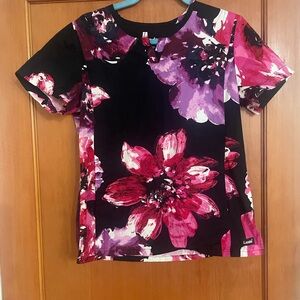 Floral Print Women's Scrub Top